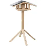 dehner natura premium Futterhaus Karwendel, inkl. Ständer Alpstein, ca. B84,3/H127,2/T84,3 cm, Silber, Natur