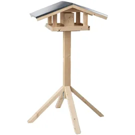 dehner natura premium Futterhaus Karwendel, inkl. Ständer Alpstein, ca. B84,3/H127,2/T84,3 cm, Silber, Natur