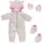 Bayer Puppenkleidung Plüschoverall Grau/Rosa (84205AA)