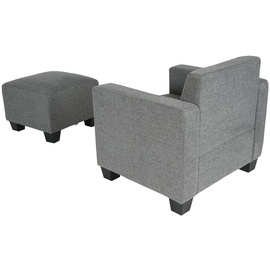Mendler Modular Sessel Loungesessel mit Ottomane Lyon, Stoff/Textil ~ grau
