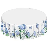Tischdecke Abwaschbar Rund 150cm Hortensien Tischdecke Hortensien Outdoor Tischdecke Fleckschutz Pflegeleicht Wasserdicht Tischtuch für Küche, Esstisch, Couchtisch, Party, Garten