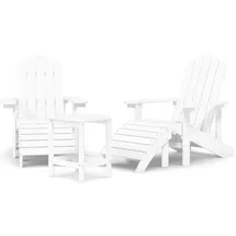 vidaXL Adirondack-Gartenstühle mit Hocker & Tisch HDPE Weiß