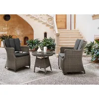 Destiny Balkonset LUNA MALAGA (7 tlg., 2x Sessel, 1x Beistelltisch, inkl. Auflagen), Aluminium, Polyrattan grau