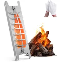BugyKido Flammlachsbrett Edelstahl, Flammlachs für Feuerschalen & Kugelgrills 59 x 16cm, Lachsbrett mit 180° Wendefunktion und 5-Fach Verstellbar | Flammlachsbretter