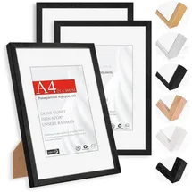 luxuskollektion Bilderrahmen A4 Holz Schwarz 21x29,7 cm 3 St.