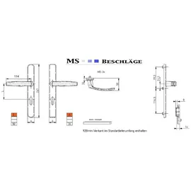 MS Beschläge Langschild Schmalrahmengarnitur 92mm Türdrücker Aluminium Wechselgarnitur Schutzbeschlag Braun Drücker/Drücker 39-54mm