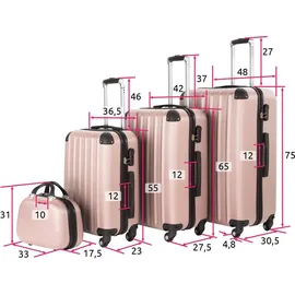 Tectake tectake® Hartschalenkoffer-Set, 4-teilig, 3 Trolleys und Beauty-Case aus robustem ABS-Kunststoff - Gold