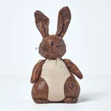 Homescapes Origineller Türstopper Stoff Fensterstopper Hase Kunstleder braun