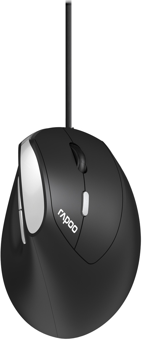Rapoo Kabelgebundene ergonomische Maus "EV200", Schwarz Einstellbarer Sensor mit 1600 DPI