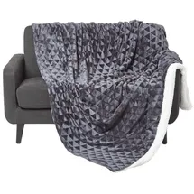 Homescapes Kuscheldecke, Dunkelgrau, Textil, Grafikmuster, Rechteckig, 130x160 cm, Wohntextilien, Decken, Kuscheldecken