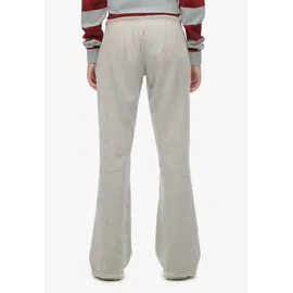Superdry Sweathose "ATHLETIC EMB FLARE JOGGER", Damen, Gr. S, N-Gr, grau (grau marl), Sweatware, Obermaterial: 100% Seide, unifarben, regular fit lang, Hosen Sweathose, Baumwolle, slim fit