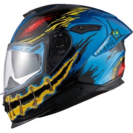 NEXX Y.100R Night Rider Helm, schwarz-blau-gelb, Größe XL