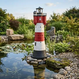 Westerholt Solar Leuchtturm Roter Sand Polyresin 78 cm inkl. LED weiß