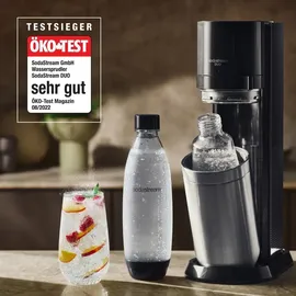 Sodastream Duo schwarz + 2 Glaskaraffen + 2 PET-Flaschen + Zylinder
