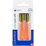 Curaprox CS 5460 Ortho Reisezahnbürstenköpfe - für Zahnspangenpflege/Ultraweiche Reinigung/Orange | 2-teilig/Hergestellt in der Schweiz