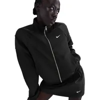 Trainingsjacke NIKE SPORTSWEAR "W NSW NK WR POLY KNIT JKT", Damen, Gr. XXL, schwarz, weiß, Interlock, Obermaterial: 96% Polyester, 4% Elasthan, unifarben, Basic normal, Bündchen, Jacken Trainingsjacke, sportlicher Stil, mit Stehkragen, wasserabweisend, windabweisend