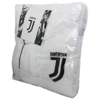 FC Juventus Herren-Bademantel mit Kapuze, mit offiziellem Logo von 2017/18, weiß / schwarz, 100% Frottee aus reiner Baumwolle M - 46 / 48
