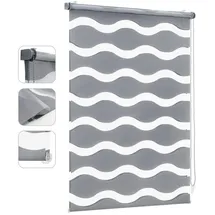 Sekey Doppelrollo Wellen 130 x 130 cm Dunkelgrau