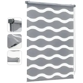 Sekey Doppelrollo Wellen 130 x 130 cm Dunkelgrau