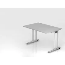 Hammerbacher NS12 Schreibtisch lichtgrau rechteckig, C-Fuß-Gestell silber 120,0 x 80,0 cm