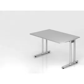 Hammerbacher NS12 Schreibtisch lichtgrau rechteckig, C-Fuß-Gestell silber 120,0 x 80,0 cm