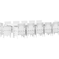 SYFAXTM Garten Essgruppe 13 pcs Weiß Poly Rattan und Baumwolle - Weiß