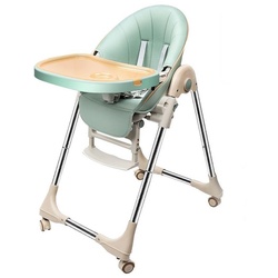 OUNUO Hochstuhl Baby Kindersitz Verstehllbar und Klappbar Kinderstuhl grün
