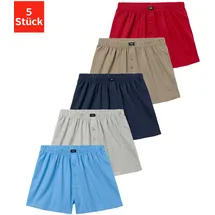 H.I.S. H.I.S Weiter Boxer 5 Stück) rot, blau, marine, khaki, grau-meliert, | Gr. 4
