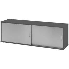 bümö Lowboard, Graphit, Silber, Holzwerkstoff, 2 Fächer, Rechteckig, 160x52x40 cm, FSC Mix, Arbeitszimmer, Aktenschränke