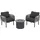 Mendler Poly-Rattan Garnitur HWC-P80, Lounge-Set Garten Stuhl, Tischkamin Bioethanol-Fire-Pit Alu Stoff 220g/m2 ~ dunkelgrau