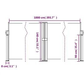 vidaXL Seitenmarkise 140 x 1000 cm Beige Polyester