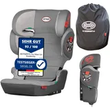 HEYNER® Faltbarer Kindersitz mit Isofix, Autokindersitz für Kinder von 100-150cm, 14-Fach verstellbare Kopfstütze grau