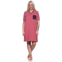 Normann Nachthemd Maritimes kurzarm Frottee Damen Nachthemd Strandkleid mit Anker Motiv rot 48-50