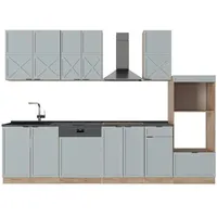 Vicco Küchenzeile Fame-Line 300 cm Hellblau-grau/Goldkraft Eiche