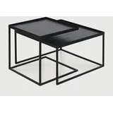 Ethnicraft Indoor Couchtisch Set Metall, Quadratisch - schwarz