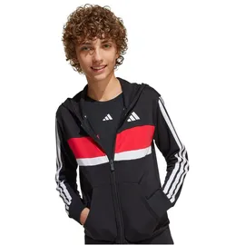 adidas Seasonal Essentials Tiberio 3-Streifen French Terry Jogginganzug Kinder JI6036 - black/white/pure ruby 128