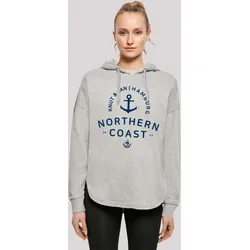Kapuzenpullover F4NT4STIC "Nordsee Knut & Jan Hamburg", Damen, Gr. M, grau, Obermaterial: 100% Baumwolle, casual, oversize, Langarm, Pullover, Print