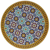 Casa Moro Gartentisch Marokkanischer Mosaiktisch Ankabut Gelb Ø 100 cm rund Höhe 73 cm, (Mediterraner Gartentisch), Esstisch Balkontisch Bistrotisch, Kunsthandwerk aus Marokko MT2223 bunt|gelb