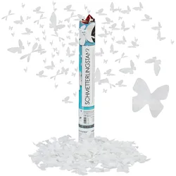 Relaxdays Relaxdays Party Popper Schmetterling, 6-8 m Effekthöhe, Hochzeit & Verlobung, Papierkonfetti, Konfettikanone 40 cm, weiß