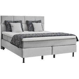 Uno Boxspringbett, Blau, ¦ Maße cm, 160x200 cm, Goldenes M, Made in EU, gepolstertes Kopfteil, Stoffauswahl, Topper durchgehend, in verschiedenen Größen erhältlich, Partnermatratze mit durchgehendem Bezug, Kopfteilauswahl, Schlafzimmer, Betten, Doppelbetten