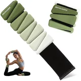 BECOJADDE Ankle Weights Set von 2 (Je 0.45kg) für Frauen Männer Gewichtsmanschetten für Beine und Arme Adjustable Handgelenk Gewichte for Home Pilates Joggen Walking Workout Yoga, Grün