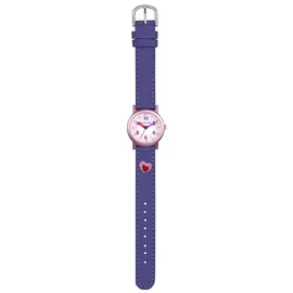 Jacques Farel Hayfield Herz Öko Kinder-Armbanduhr 9999 Analog Quarz Stoffband Lila/Pink