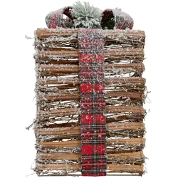 3er Set LED Geschenk Boxen Rattan Beleuchtet Timer Warmweiß Weihnachtsdeko