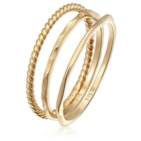 Elli PREMIUM Stapelringe Stacking Bandring 3er Set 375 Gelbgold Ringe Damen