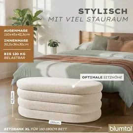 Blumtal Sitzhocker mit Stauraum Bouclé 45 x 42,5 x 110 cm Beige