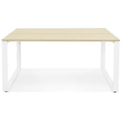 Kadima Design Bürotisch 160x160 cm  Quadratisch Co-Working Homeoffice  Ergonomisch Stauraum  Beige-Weiß  Arbeitstisch
