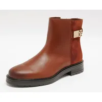 Tommy Hilfiger Damen Low Boot Stiefel aus Leder, Cognac Brown (Braun), 41