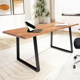 Wohnling Schreibtisch akazie rechteckig, Trapez-Gestell schwarz 120,0 x 60,0 cm