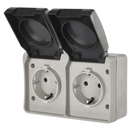 EMOS Schuko-Steckdose 2-fach Grau/Schwarz