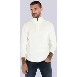 emilio adani Herren Pullover mit Polo-Kragen weiß regular uni Stehkragen - L